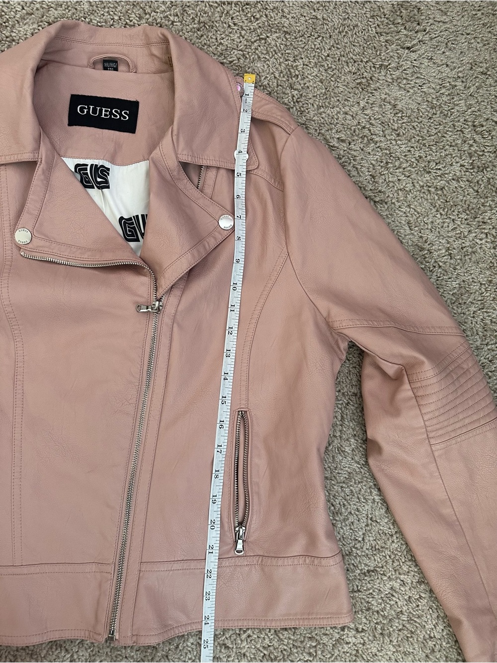 GUESS Blush Pink Faux Leather Moto Jacket - Picture 4 of 6